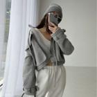 Embossed Loose-fit Crop Jacket