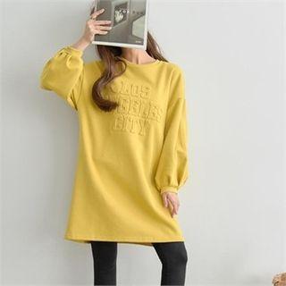 Embossed-lettering Brushed-fleece Lined Pullover Dress