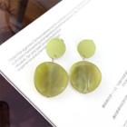 Resin Disc Dangle Earring 1 Pair - Green - One Size