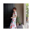 Frill-hem Floral Long Dress