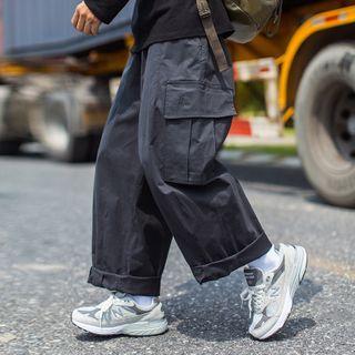 Embroidered Straight-cut Cargo Pants