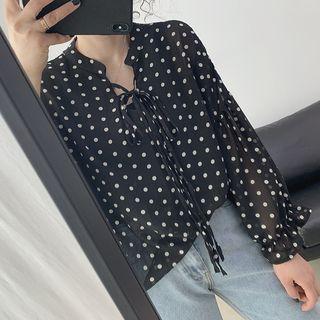 Chiffon Long-sleeve Bell-sleeve Shirt