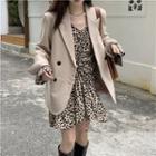 Double Breasted Blazer / Long-sleeve Leopard Print Dress