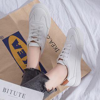Faux Leather Classic Lace-up Sneakers