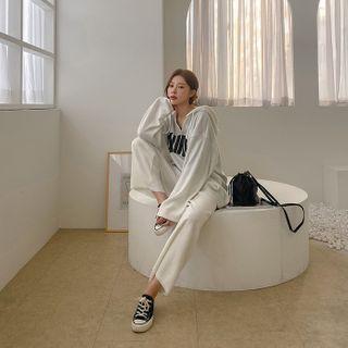 Letter Hoodie & Wide Pants Loungewear Set