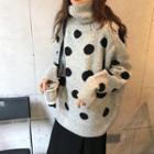 Dot Turtle-neck Loose-fit Sweater