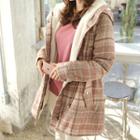 Detachable-hood Tweed Wool Blend Parka