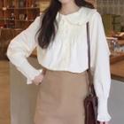 Peter Pan Collar Chiffon Blouse As Shown In Figure - One Size