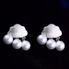 Faux Pearl Brushed Cloud Dangle Earring 1 Pair - Earring - Silver - One Size