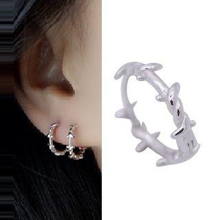 S925 Silver Thorns Hoop Single Earring 1 Piece - One Size