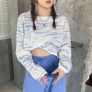 Balloon-sleeve Zebra Print T-shirt