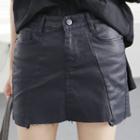 Inset Shorts Coated Miniskirt