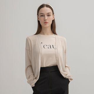 Basic V-neck Sheer Cardigan