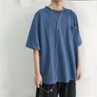 Couple Matching Elbow-sleeve Chest Pocket T-shirt