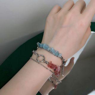 Gemstone Stainless Steel Layered Choker
