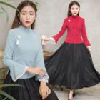 Traditional Chinese 2/4-sleeve Top + Midi Skirt