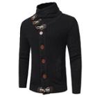 Mock-neck Toggle Detail Chunky Knit Cardigan