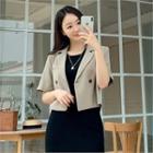 Short-sleeve Cropped Blazer Mocha - One Size