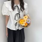 Short-sleeve Ribbon Shirt / Skirt