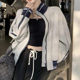 Zip Baseball Jacket Gray - One Size