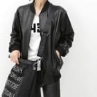 Faux-leather Bomber Jacket