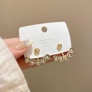 Sterling Silver Heart Ear Jacket E4980 - Gold - One Size