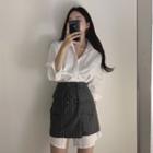 Shirtdress / Double-breasted Pinstriped A-line Skirt