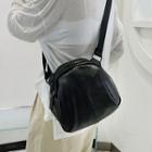 Plain Faux Leather Zip Crossbody Bag / Backpack