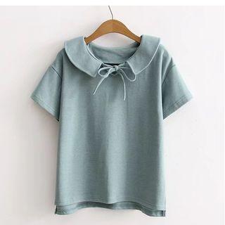 Short-sleeve Tie Neck Polo Shirt