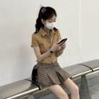 Short-sleeve Button-up Collared T-shirt