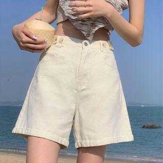 Denim High-waist Straight Leg Shorts