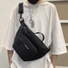 Plain Nylon Zip Sling Bag Black - One Size