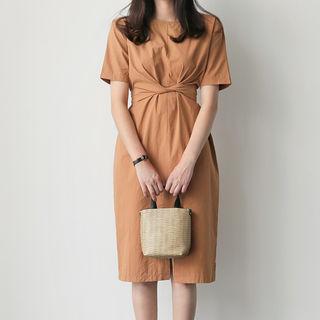 Tie-waist Slit-back Midi Dress