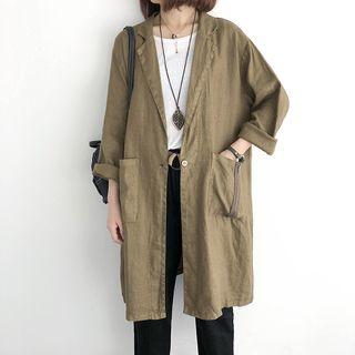Zip-up Pocket Long Blazer