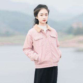 Fleece-collared Corduroy Jacket