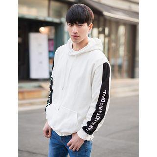 Lettering-sleeve Hoodie T-shirt