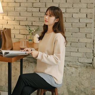 Houndstooth-layered Brushed-fleece Lined Sweatshirt