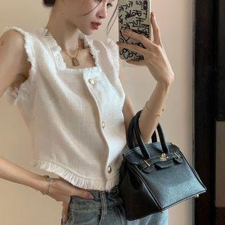 Tassel Trim Sleeveless Top
