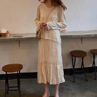Spaghetti Strap Midi Ruched Dress Light Yellow - One Size