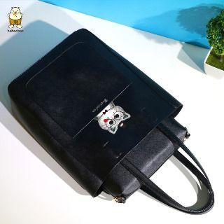 Faux-leather Cat Printed Tote