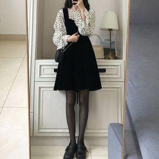 Dotted Blouse / Sleeveless Dress / Set