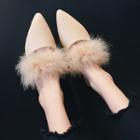 Furry Trim Pointed Mules