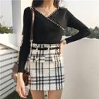 Fitted Plaid Skirt