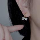 925 Silver Rhinestone Bow Earrings / Clip On Earring