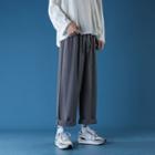 High-waist Straight Cut Plain Pants
