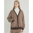 Snug Club Leopard Fluffy Cardigan Brown - One Size