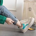 Platform Contrast-color Lace-up Sneakers