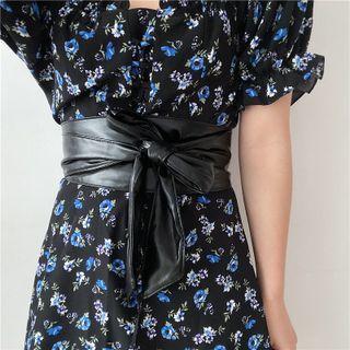 Wrap Faux Leather Belt Black - One Size