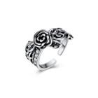 925 Sterling Silver Vintage Elegant Fashion Rose Flower Adjustable Opening Ring Silver - One Size