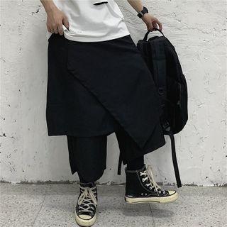 Asymmetric Flap Straight-cut Cropped Pants